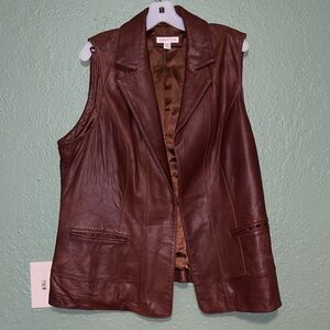 Brown Leather Sleeveless Jacket